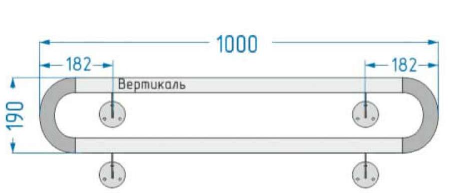 Поручень пристенный двойной с кронштейнами, цвет металл, 1000x190мм