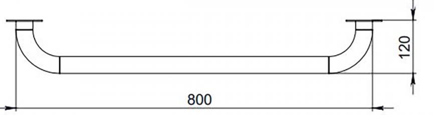 Опорный поручень для ванны, туалета, цвет металл, 800мм