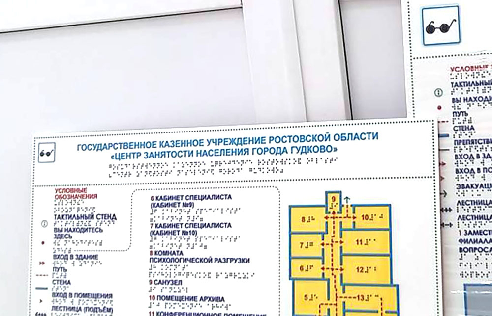 Мнемосхема тактильная стандартная на ПВХ 5 мм с защитным покрытием. Размер 470x610х5 мм