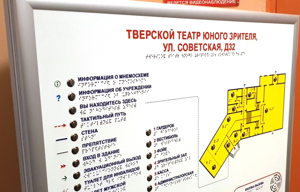 Настенная тактильно-звуковая мнемосхема со встроенной индукционной системой