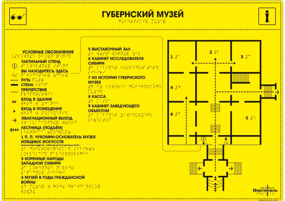 Мнемосхема тактильная на монохромной основе, ПВХ 3 мм. Размер 470x610 мм