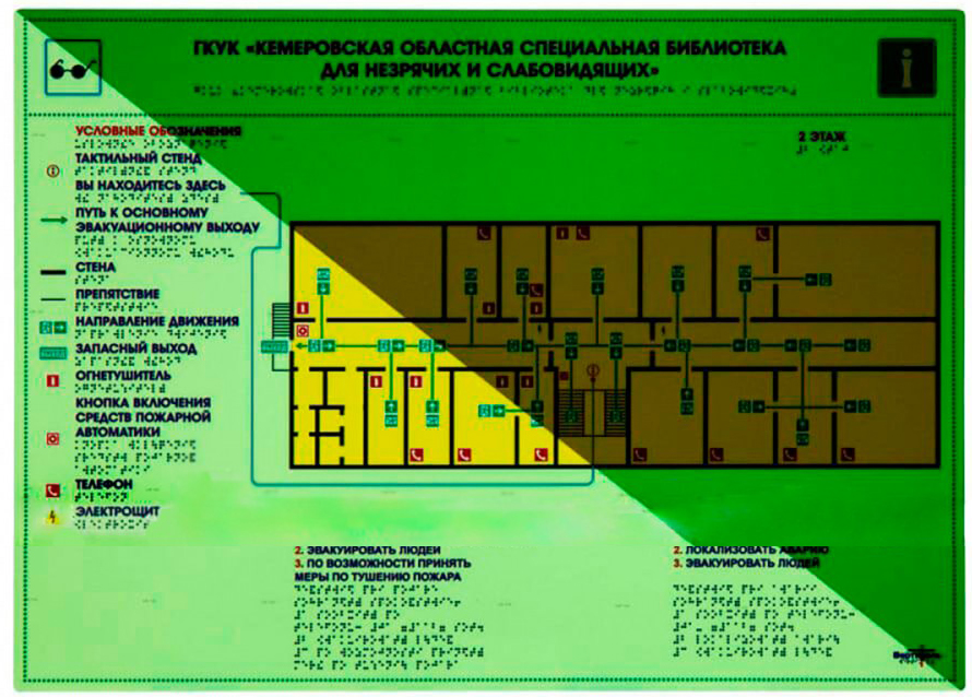 Мнемосхема тактильная фотолюминесцентная на ПВХ 3 мм. Размер 470 x 610мм