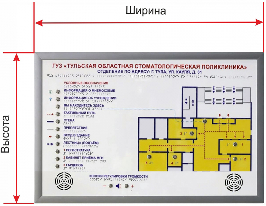 Настенная тактильно-звуковая мнемосхема для помещения, индивидуальная