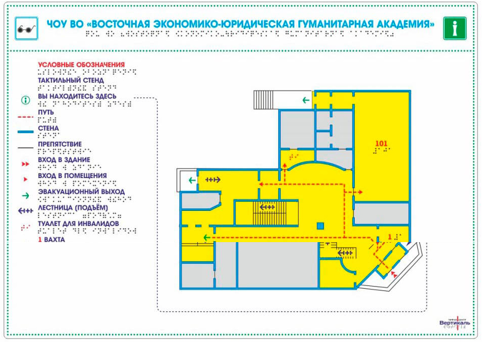 Мнемосхема тактильная стандартная на ПВХ 5 мм с защитным покрытием. Размер 470x610х5 мм