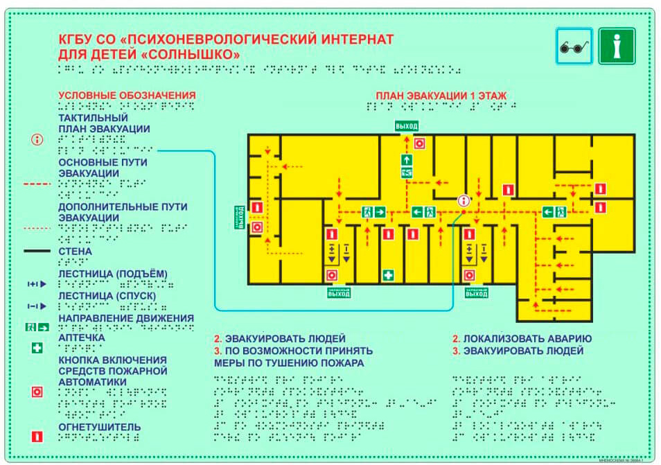 Мнемосхема тактильная фотолюминесцентная на ПВХ 3 мм. Размер 470 x 610мм