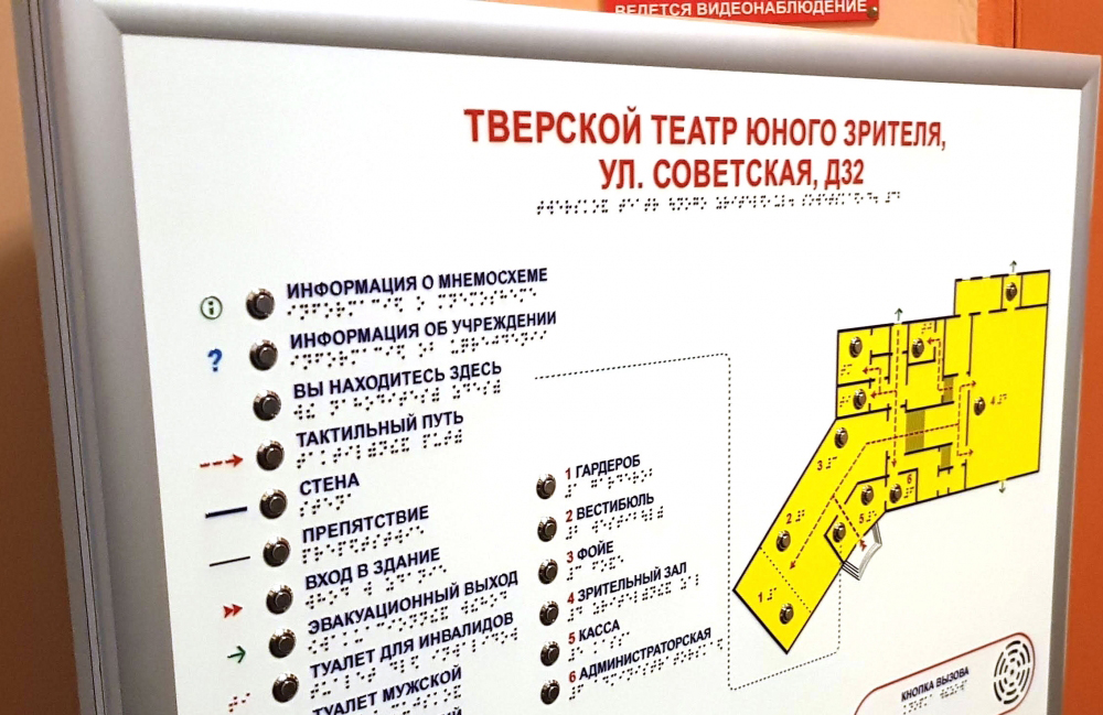 Настенная тактильно-звуковая мнемосхема для помещения. 550х800мм