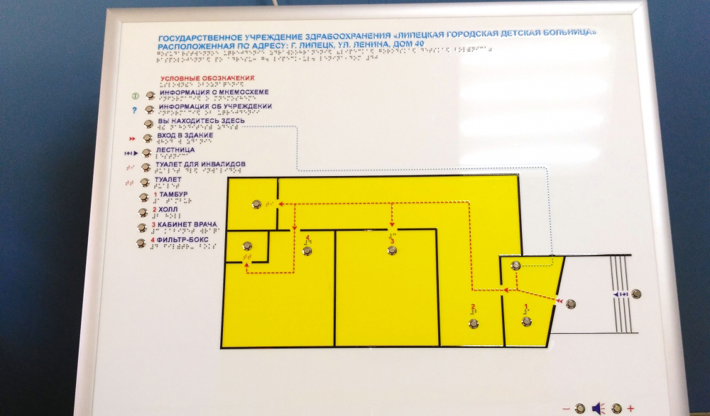 Тактильно-звуковая мнемосхема для помещения 1100х800x550мм