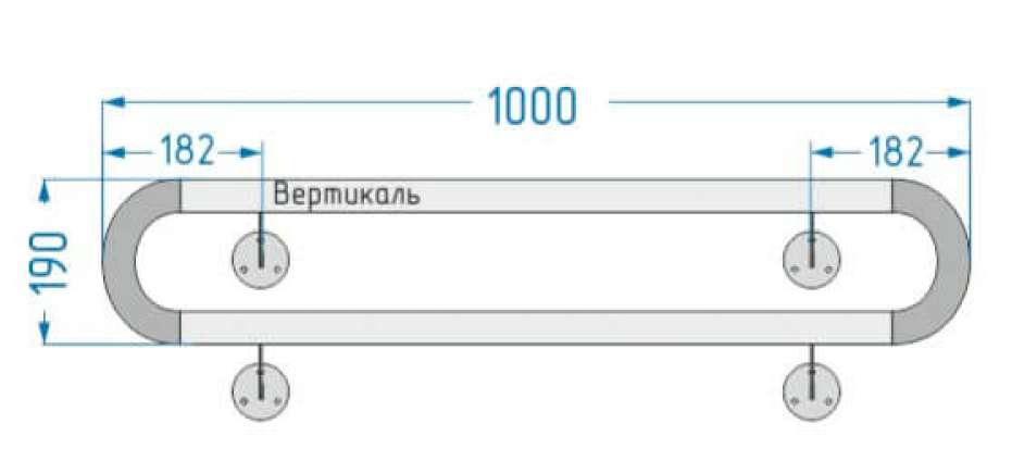 Поручень пристенный, двойной, с кронштейнами, цвет белый, 1000x190мм