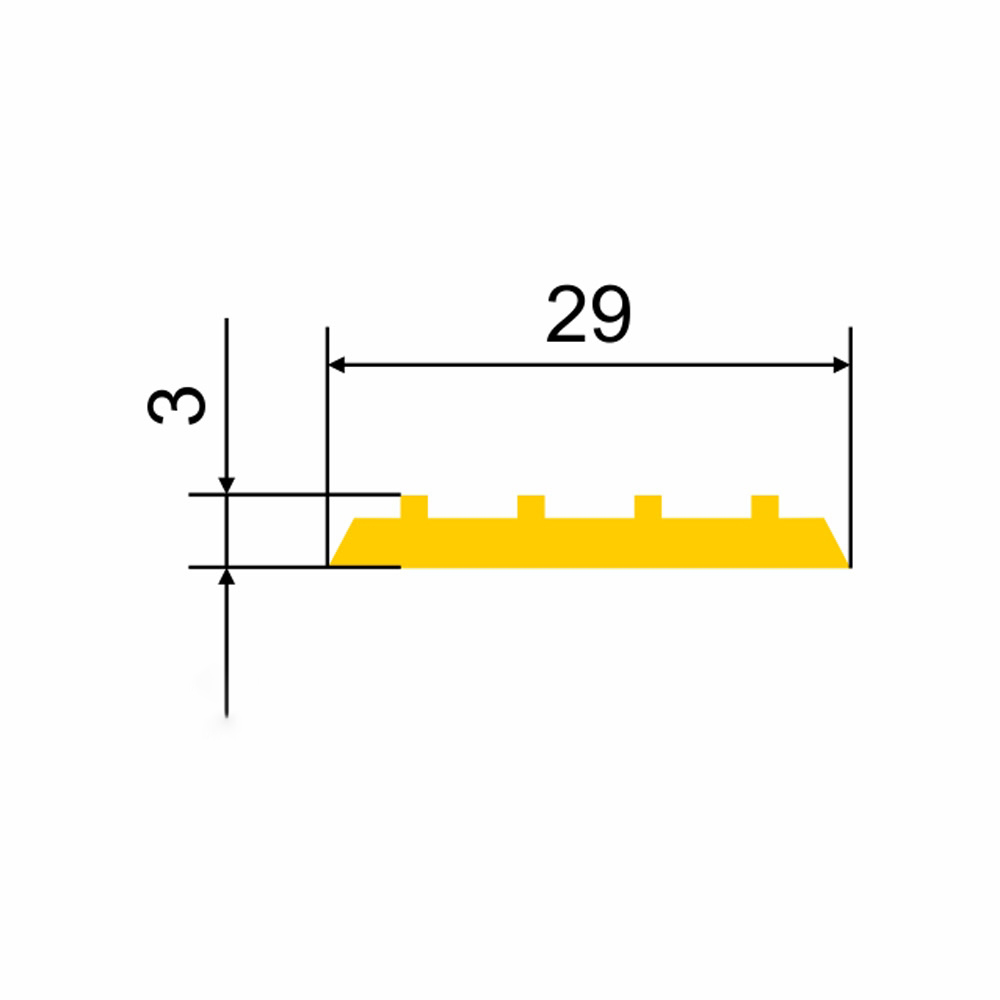 Лента тактильная направляющая, ВхШхГ 3х29х1000, материал - ПВХ, желтого цвета