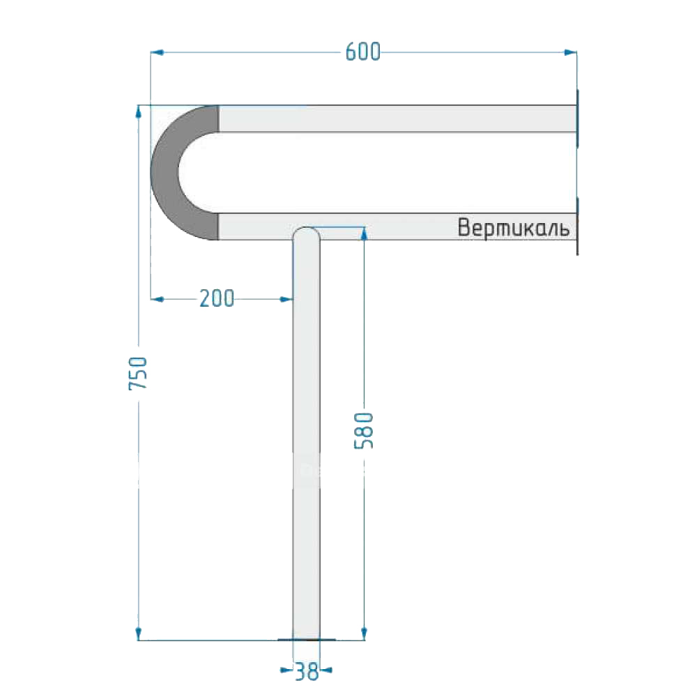 Поручень настенно-напольный, цвет металл, 750x600мм