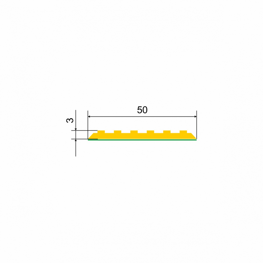 Лента тактильная, направляющая, ВхШхГ 3х50х1000, материал - ПУ, желтого цвета, самоклеящаяся